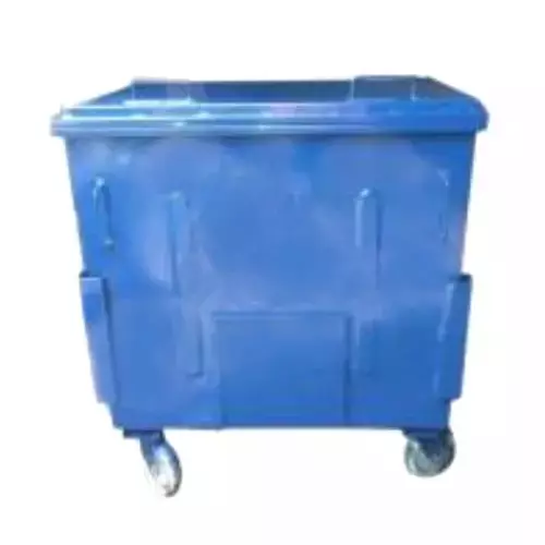 Grassland Dustbin Mild Steel Blue 1100 L with Lid & 4 Wheels, GSS1139
