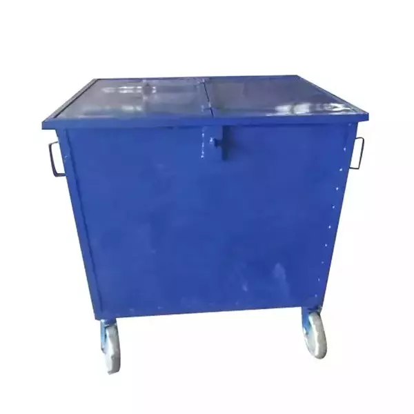 Grassland Dustbin Mild Steel Blue 1100 L with Lid & 4 Wheels, GSS1139