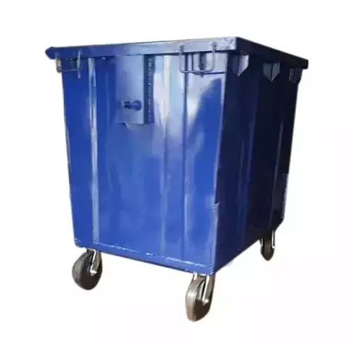 Grassland Dustbin Mild Steel Blue 1100 L with Lid & 4 Wheels, GSS1139