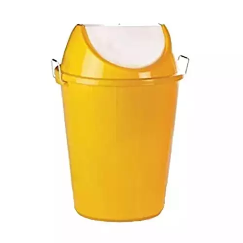 Grassland Dustbin 80 L HDPE Plastic Round Yellow with Swing Lid, GPL1250