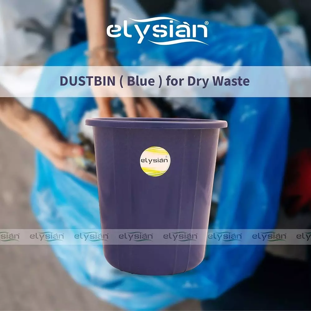 Elysian Dustbin Bucket Blue Plastic Matte 10 L Capacity for Kitchen Garbage Waste