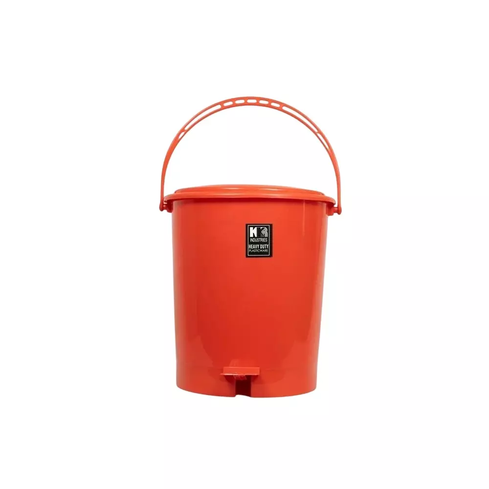 KKR Pedal Bin 10 L Capacity Red Round Shape Plastic for Indoor & Outdoor Use