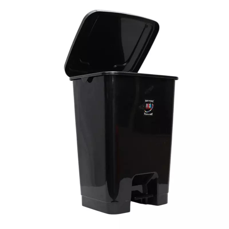 KKR Pedal Bin 30 L Capacity Black Rectangular Shape Plastic for Indoor & Outdoor Use