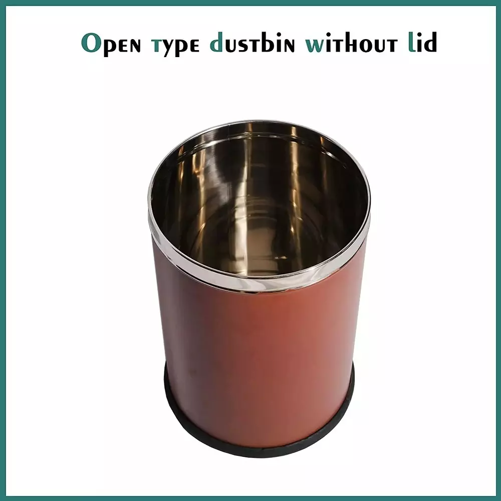 Grassland Open Top Dustbin Stainless Steel ‎Brown 10x14 inch 5 L, GSS1077
