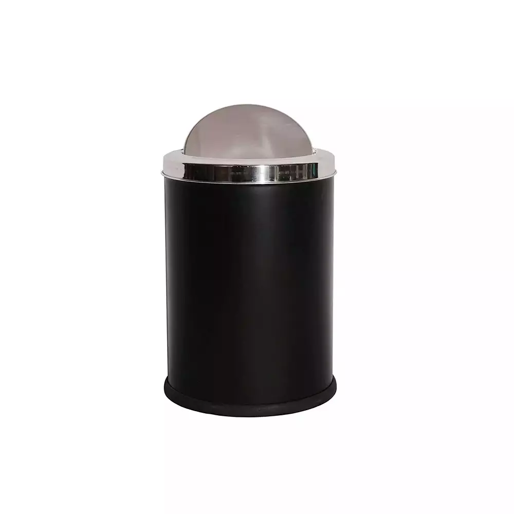 Grassland Dustbin 10 L Stainless Steel Round Black with Swing Lid, GSS1043
