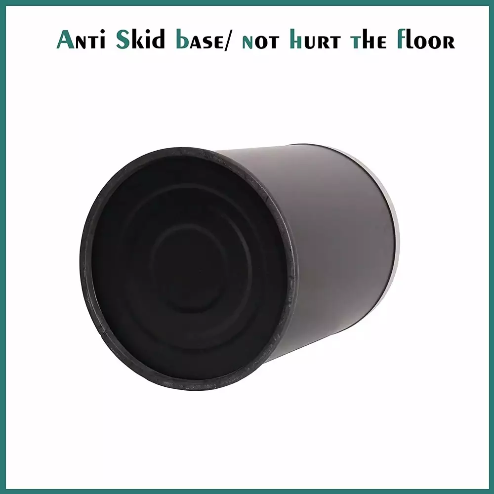 Grassland Dustbin 10 L Stainless Steel Round Black with Swing Lid, GSS1043