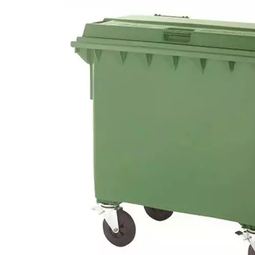 Grassland Dustbin HDPE Plastic Green 1100 L with Lid & 4 Wheels, GPL1140