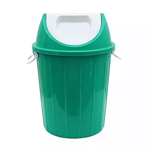 Grassland Dustbin 80 L HDPE Plastic Round Green with Swing Lid, GPL1172