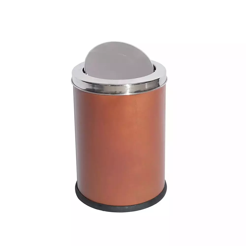Grassland Dustbin 10 L Stainless Steel Round ‎Brown with Swing Lid, GSS1257
