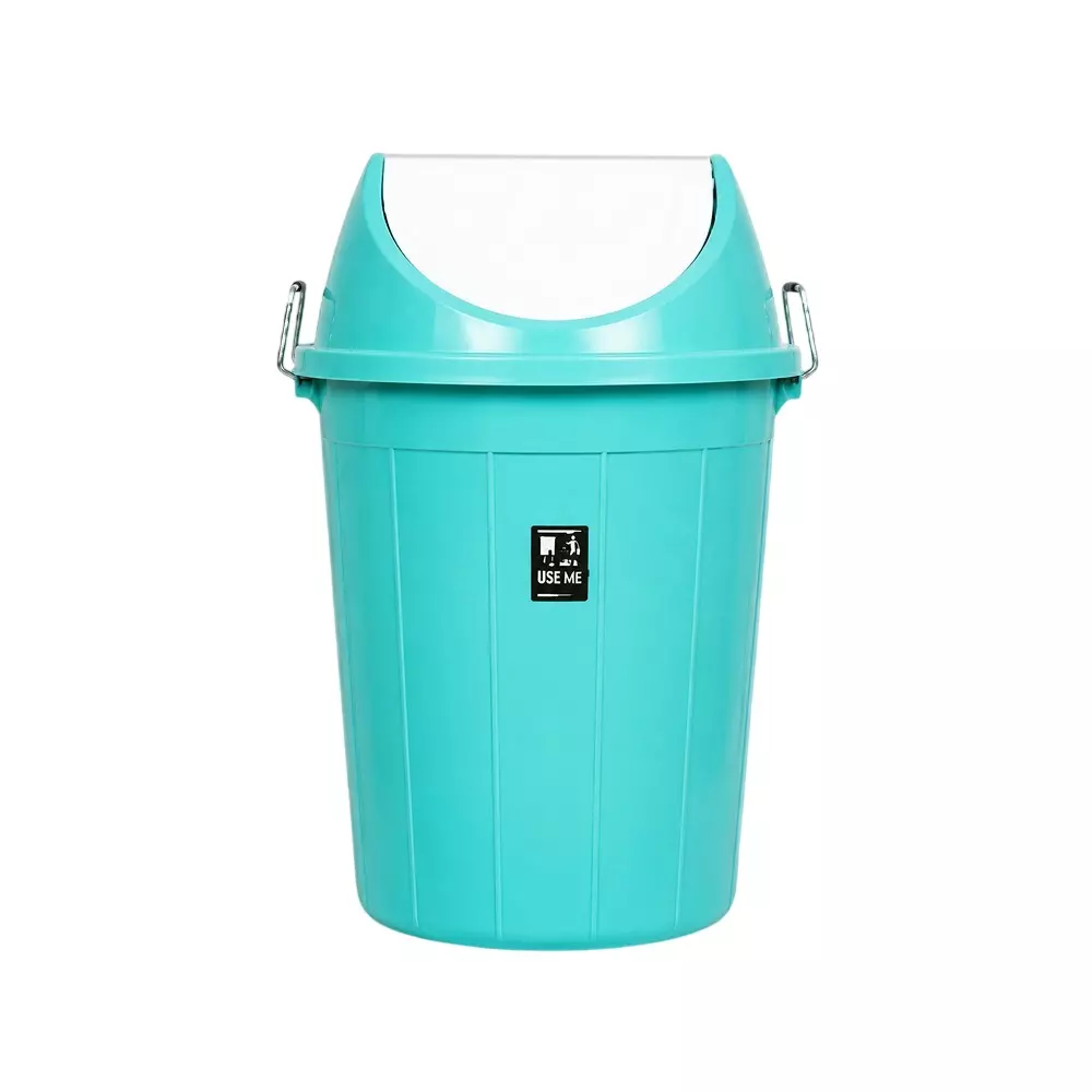 KKR Heavy Duty Swing Dustbin 80 L Capacity Green Round Shape Plastic for Indoor & Outdoor Use