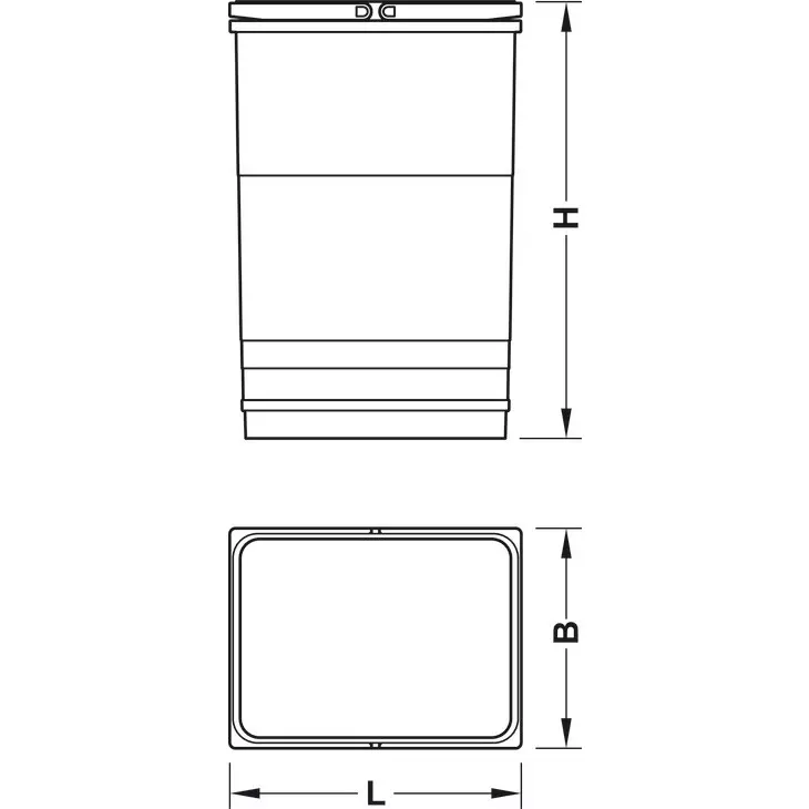 Hafele Replacement Bin Plastic 12 L Capacity, 502.90.512