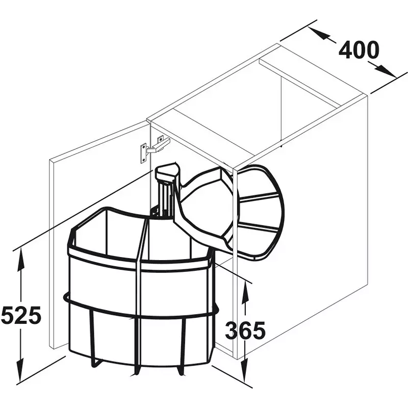Hafele Swing Out Wastebin Bins, Mounting Components and Lid: Plastic 14 L Capacity, 502.79.501