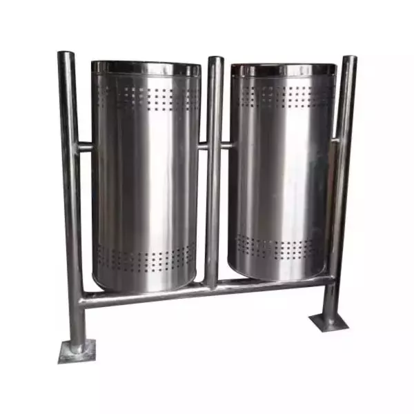 Grassland Open Top Dustbin Stainless Steel Silver 12x28 inch 50 L x 2, GSS1001