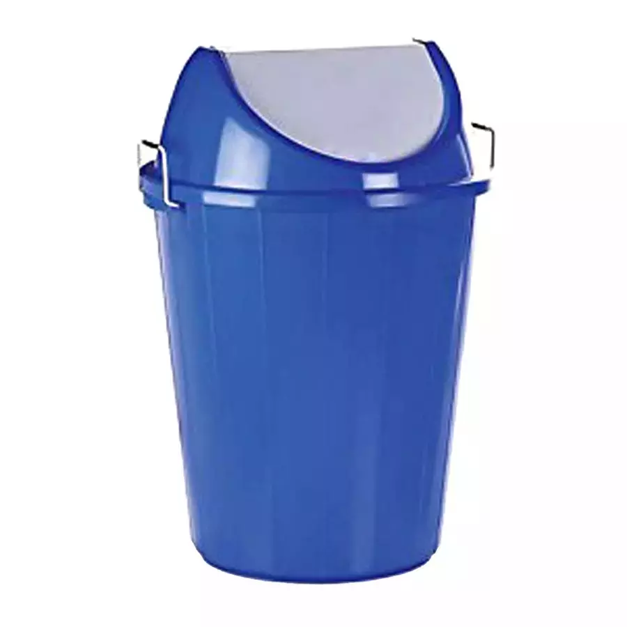 Grassland Dustbin 100 L HDPE Plastic Round Blue with Swing Lid, GPL1049