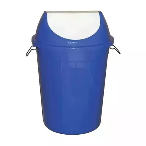 Grassland Dustbin 100 L HDPE Plastic Round Blue with Swing Lid, GPL1049