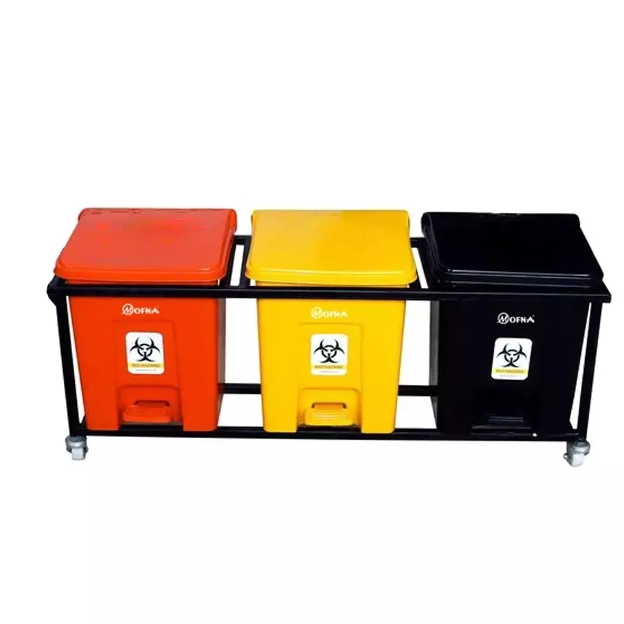 Grassland 20x3 L Pedal Dustbin with Lid and Wheels HDPE Plastic Multicolor, GPL1092