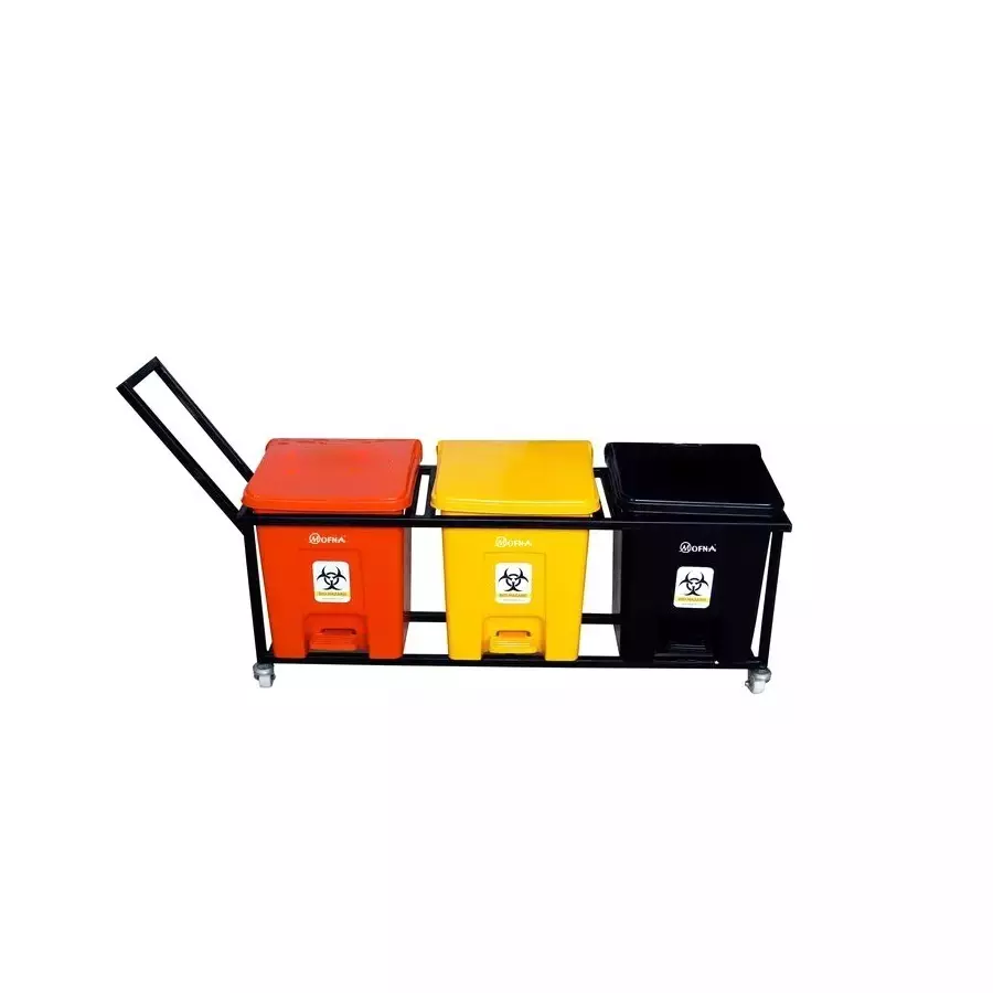 Grassland GPL Pedal Dustbin HDPE Plastic Multi Color with Lid & 4 Wheels