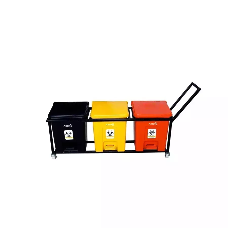 Grassland 32x3 L Pedal Dustbin with Lid and Wheels HDPE Plastic Multicolor, GPL1120