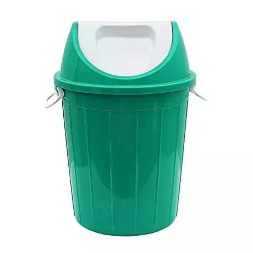 Grassland Dustbin 10 L HDPE Plastic Round Green with Swing Lid, GPL1235