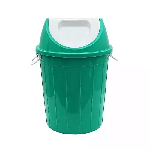 Grassland Dustbin 40 L HDPE Plastic Round Green with Swing Lid, GPL1251