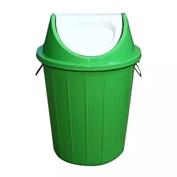 Grassland Dustbin 40 L HDPE Plastic Round Green with Swing Lid, GPL1251