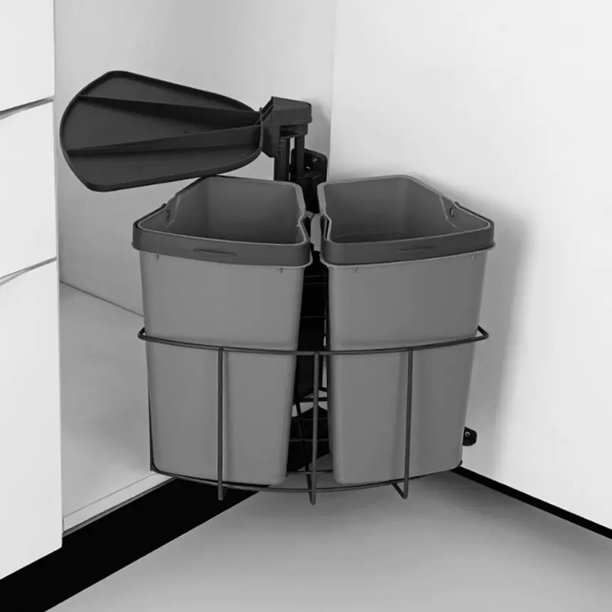 Olive Waste Bin 6 Revolving 10+10 L PVC Square Dark Grey 270x335 mm, 113010830010