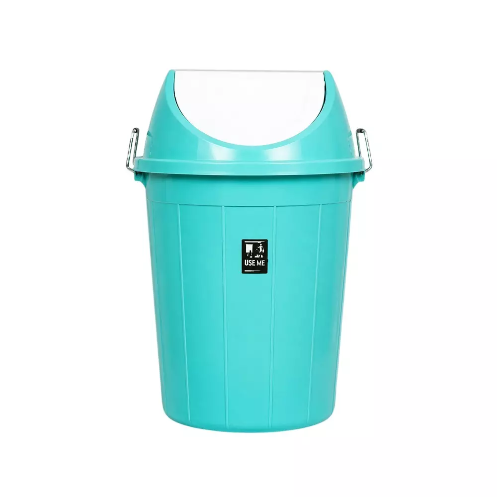 KKR Heavy Duty Swing Dustbin 100 L Capacity Green Round Shape Plastic for Indoor & Outdoor Use