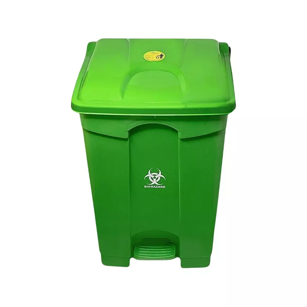 KKR Pedal Bin 45 L Capacity Green Rectangular Shape Plastic for Indoor & Outdoor Use