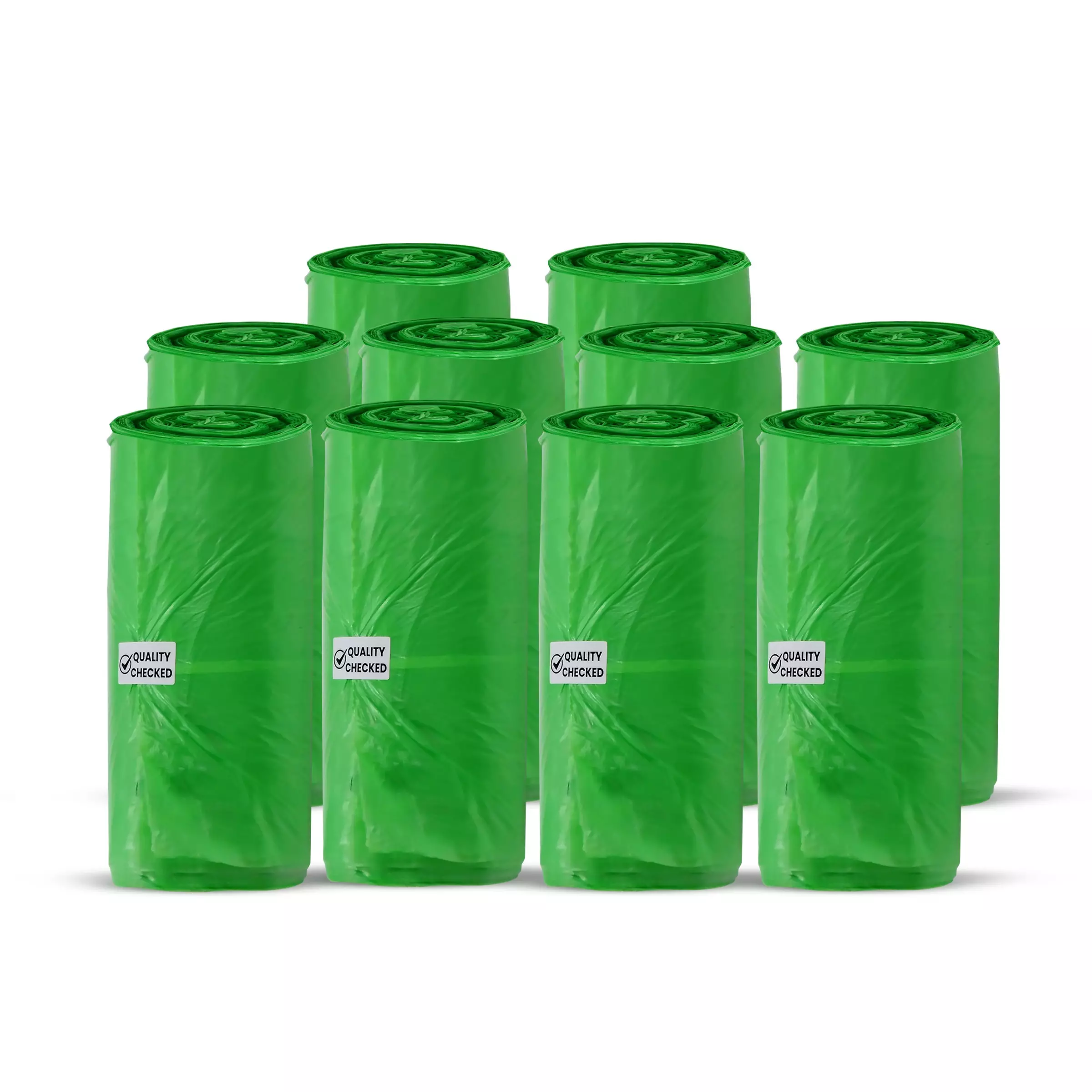 IMECO Small Garbage Bags with Drawstring 43x48 cm Leak Proof Green, IMEGBNPS30_1P3 (Pack of 10)