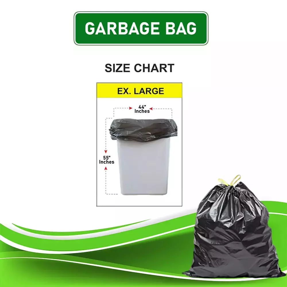 POWERWASH 25 Kg Black 44x55 inch 75 Micron Garbage Bag (Approx 100 Pcs)