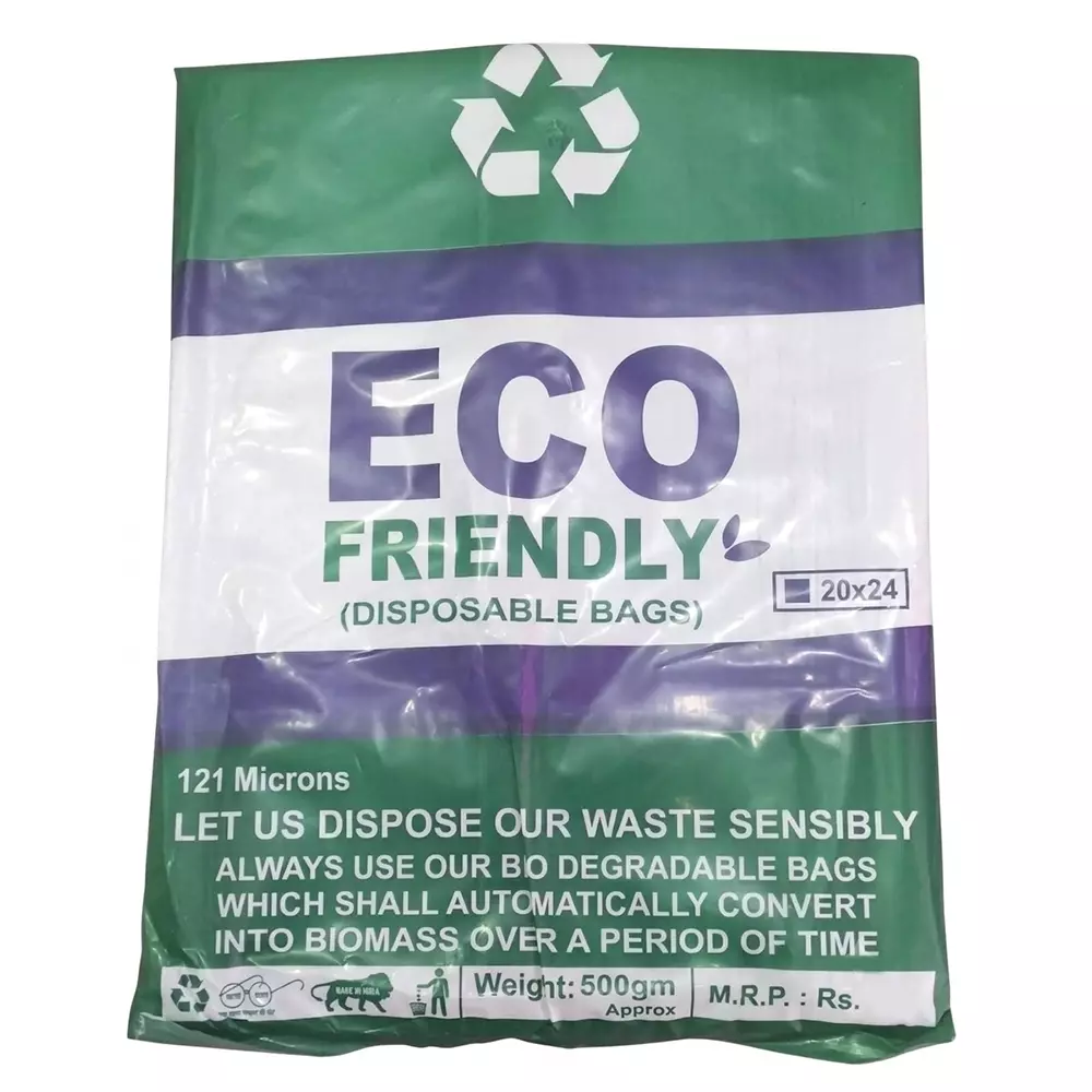 GENERIC Disposable Garbage Bags Plastic Black 20x24 Inch Eco Friendly 121 Micron 500 g for Commercial & Industrial Use
