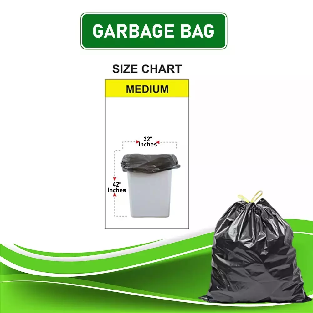 POWERWASH 25 Kg Black 32  x 42 inch 75 Micron Garbage Bag (Approx 225 Pcs)