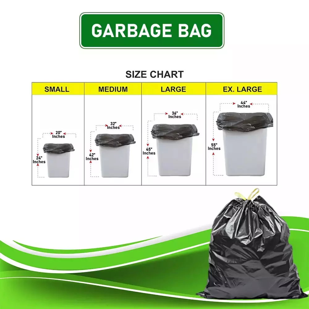 POWERWASH 25 Kg Black 32  x 42 inch 75 Micron Garbage Bag (Approx 225 Pcs)