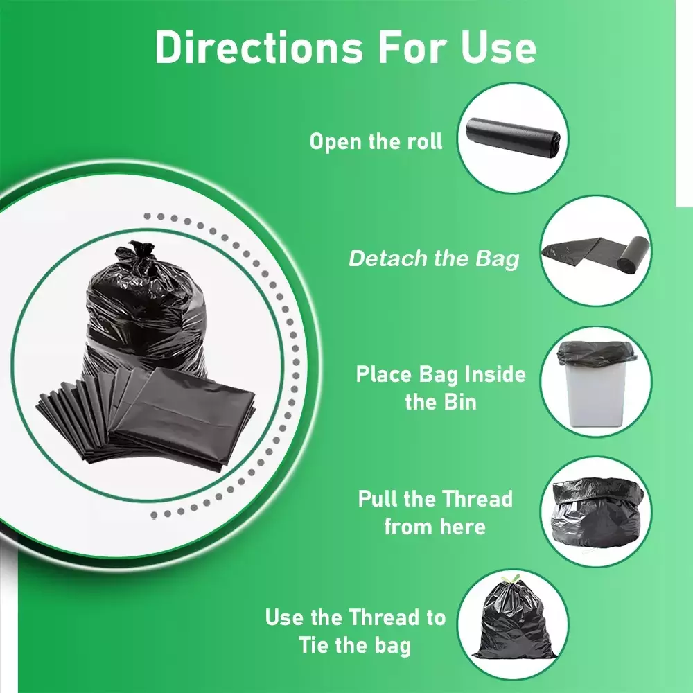 POWERWASH 25 Kg Black 32  x 42 inch 75 Micron Garbage Bag (Approx 225 Pcs)