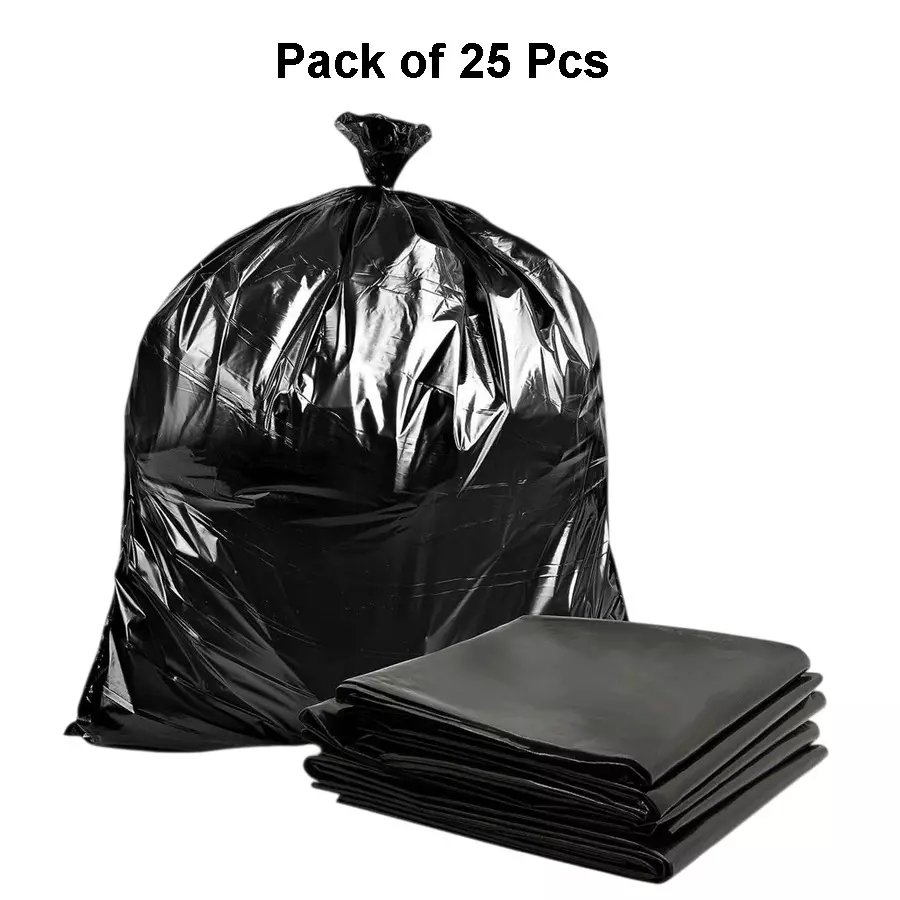 Singhal 120 Micron Garbage Bags 30x37 inch Black Plastic (Pack of 25 Pcs)