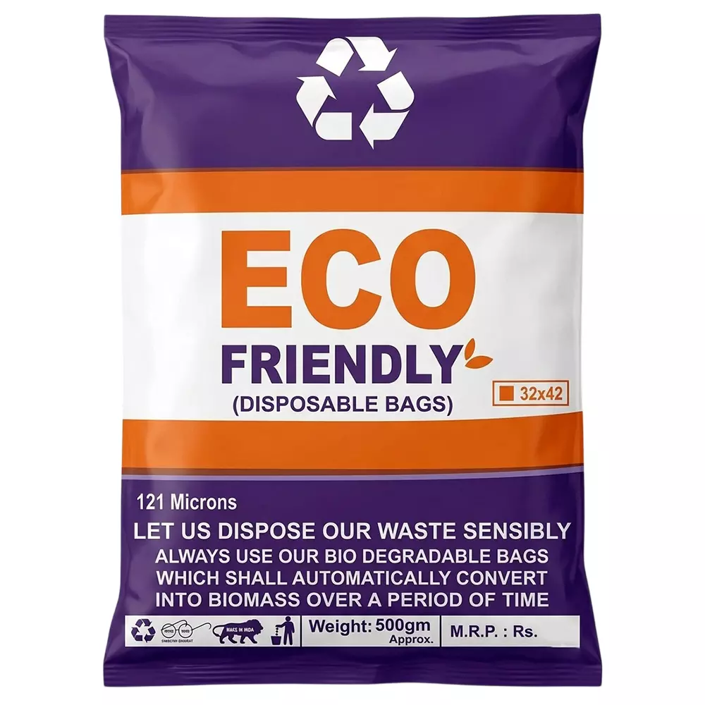 GENERIC Disposable Garbage Bags Plastic Black 32x44 Inch Eco Friendly 121 Micron 500 g for Commercial & Industrial Use