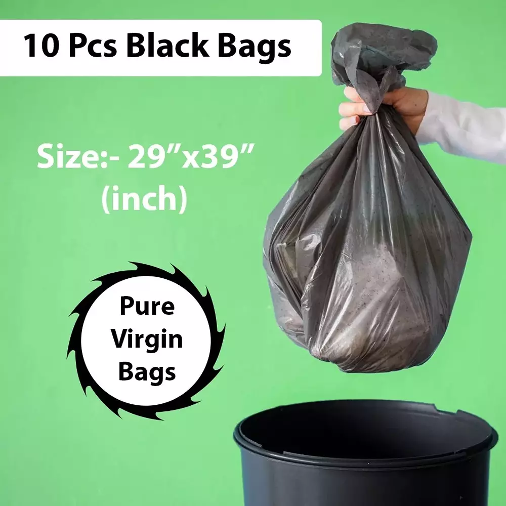 GENERIC Savari Garbage Bag Packet of 10 Pcs, 29x39 inch (73.66 x 99.06 cm) Plastic, Black Color (Pack of 1)