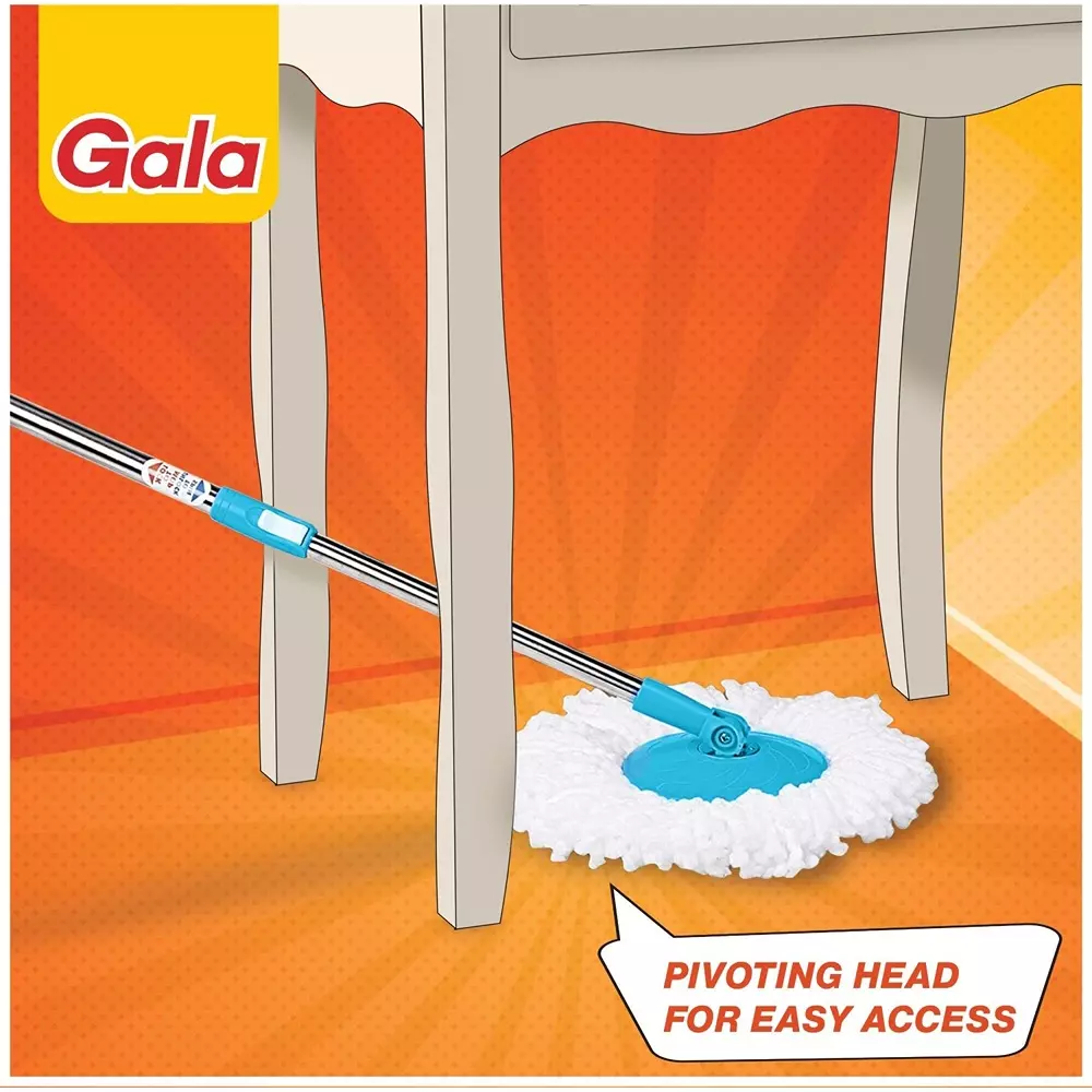 Gala Quick Spin Spin Mop Kit Plastic 9.5 L Bucket Capacity Blue & White for Home & Office Use