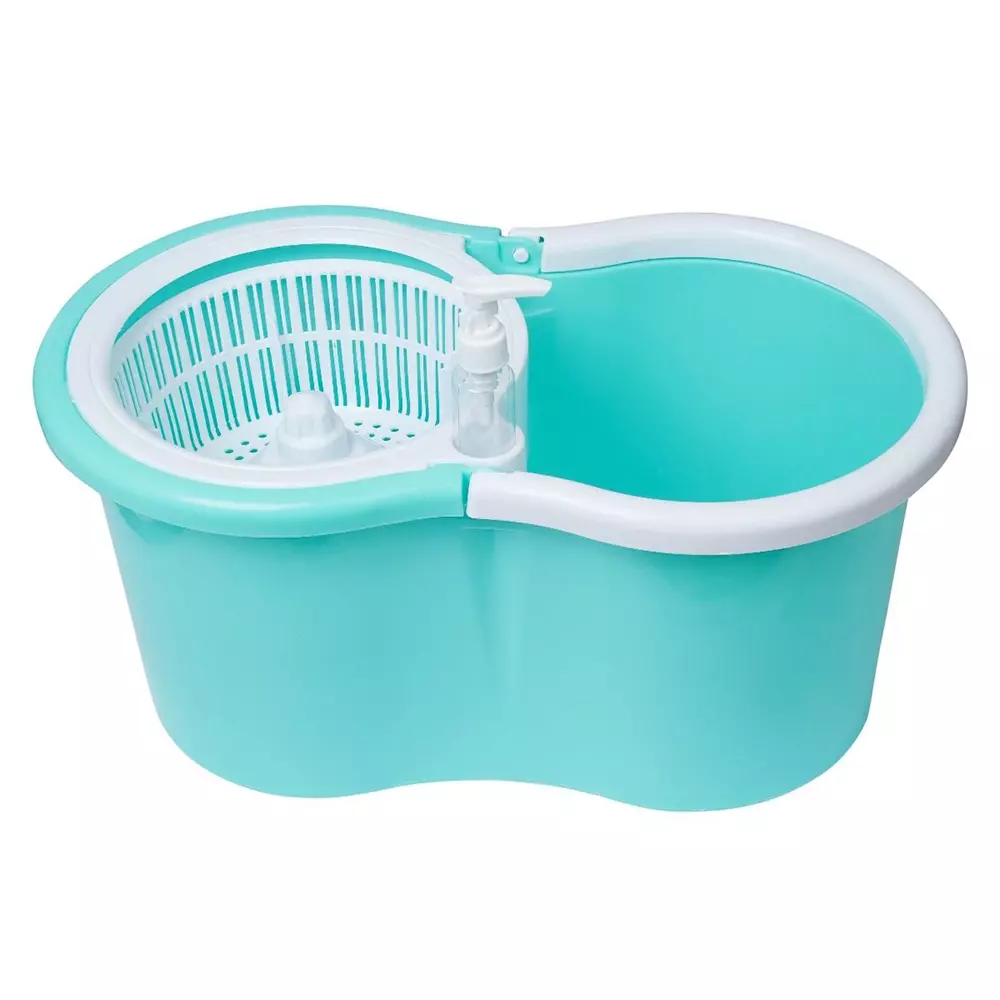 Shagun 7 L Blue Wheeled Bucket Mop Set With Plastic Water Drainer, S-503 Plastic