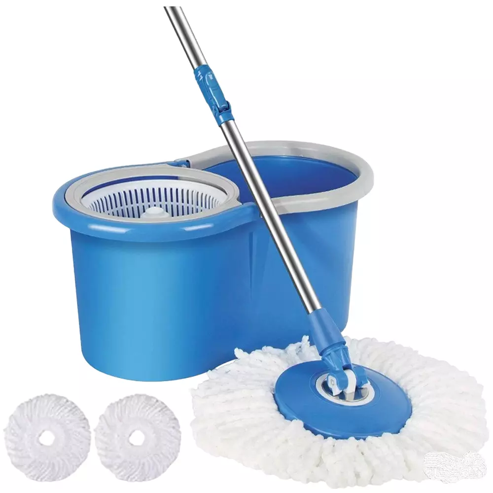 GENERIC Spin Floor Cleaning Easy Bucket Mop Set PVC Assorted With 2 Microfiber Heads
