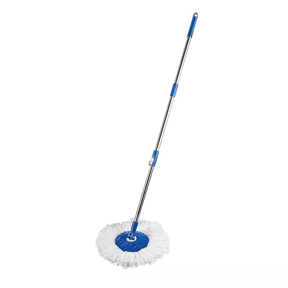 gala Extendable Handle Spin Mop With Microfiber Refill Stainless Steel White & Blue, 150750