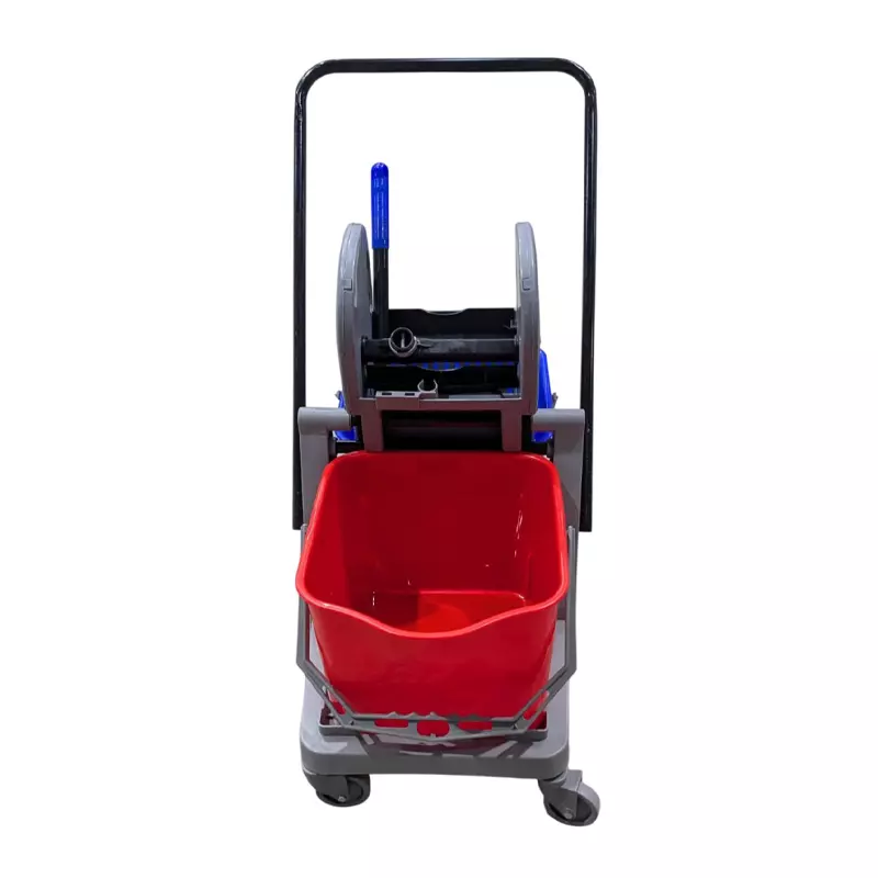 GENERIC Heavy Duty Double Bucket Mop Wringer Trolley With Wheels and Down Press 40 L Capacity C-116