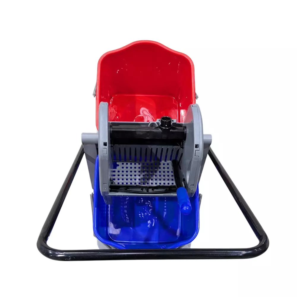 GENERIC Heavy Duty Double Bucket Mop Wringer Trolley With Wheels and Down Press 40 L Capacity C-116