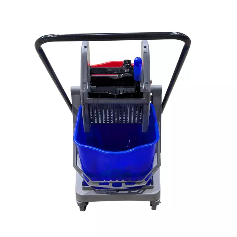 GENERIC Heavy Duty Double Bucket Mop Wringer Trolley With Wheels and Down Press 40 L Capacity C-116