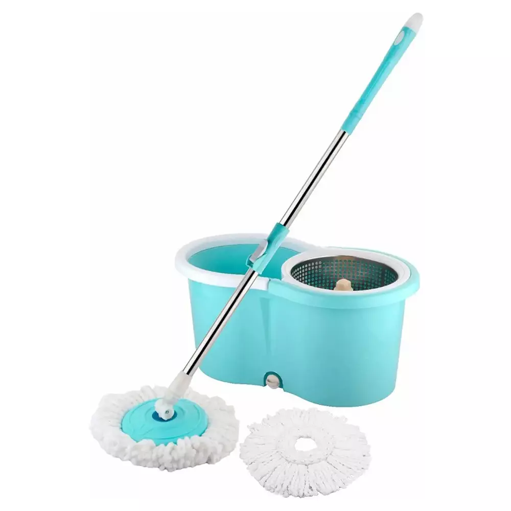 Generic Easy Wring & Clean Spin Mop Stainless Steel Handle Press Handle Spin Dry, SM06 (Set of 2)
