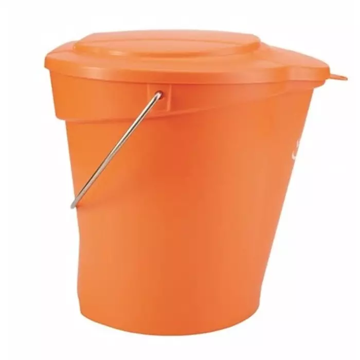 VIKAN Bucket 12 L Polypropylene & Steel Orange with Handle, 56867