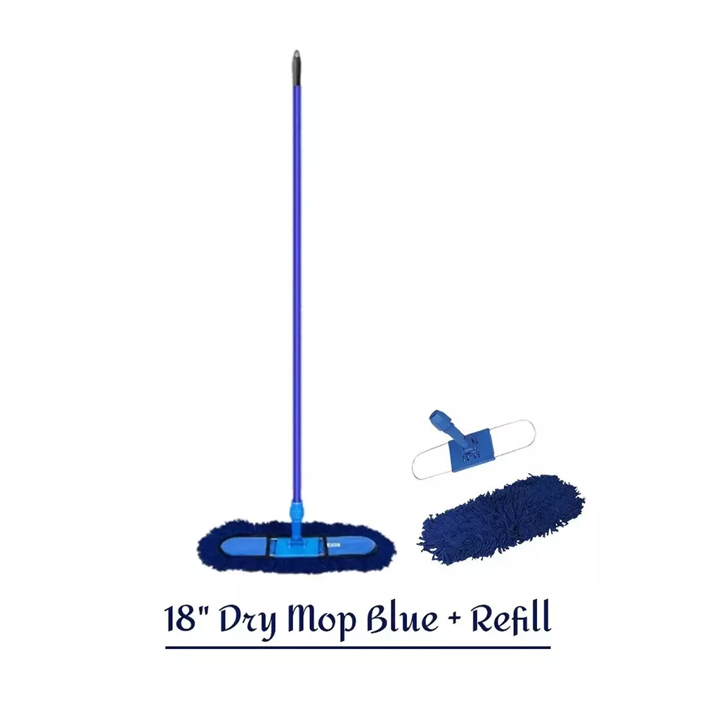 GENERIC Dry Mop Refill With Fream 18 inch (450 mm) Blue + 1 Refill