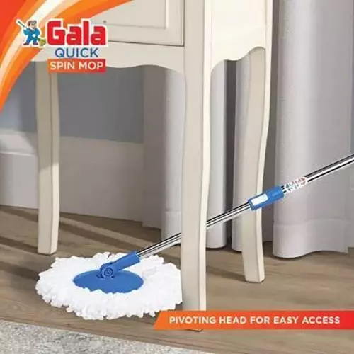 Gala Spin Mop Kit Plastic & Steel Blue & White Steel Handle Material for Home & Office Use