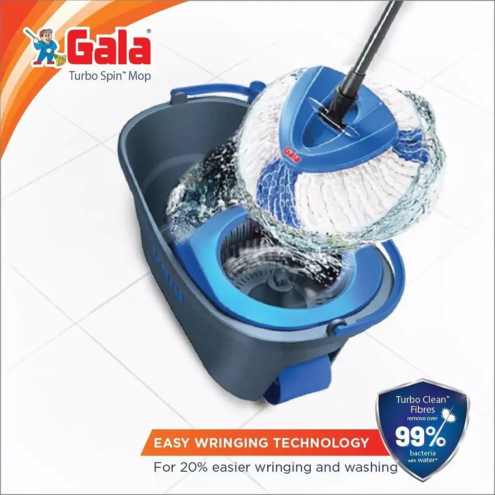Gala Turbo Spin Mop Kit Plastic & Steel Multicolor Steel Handle Material for Home & Office Use