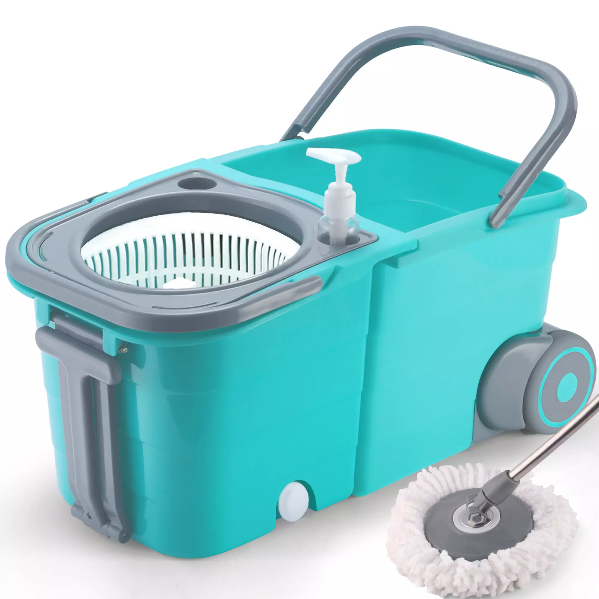 Buy VMop Double Twin Plastic Bucket Wheel Spin Wet and Dry Mop Set C